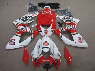 Vermelho Branco Lucky Strike Motul Carenagem Suzuki GSXR 600 K6 2006-2007