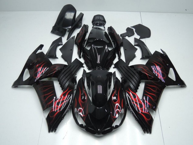 Vermelho Chama Carenagem Kawasaki ZX14R ZZR 1400 2012-2021 Vermelho Chama Carenagem Kawasaki ZX14R ZZR 1400 2012-2021