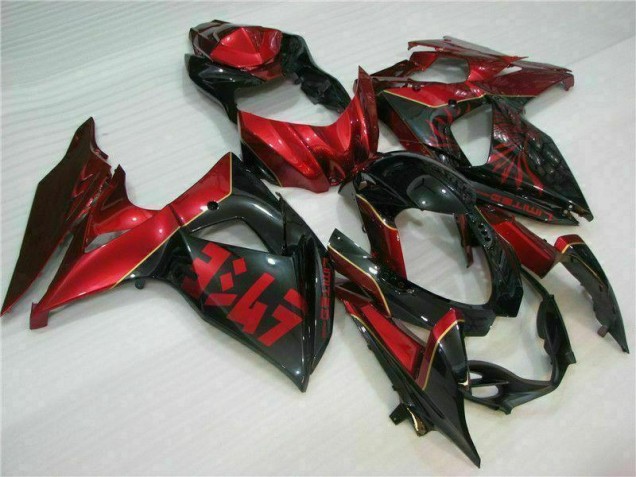 Vermelho Chama Preto Carenagem Suzuki GSXR 1000 K9 2009-2016 Vermelho Chama Preto Carenagem Suzuki GSXR 1000 K9 2009-2016