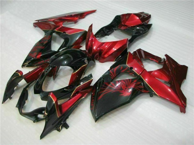 Vermelho Chama Preto Carenagem Suzuki GSXR 1000 K9 2009-2016 Vermelho Chama Preto Carenagem Suzuki GSXR 1000 K9 2009-2016