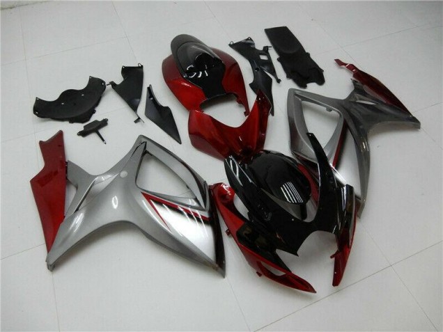 Vermelho Prata Carenagem Suzuki GSXR 600 / 750 K6 2006-2007 Vermelho Prata Carenagem Suzuki GSXR 600 / 750 K6 2006-2007