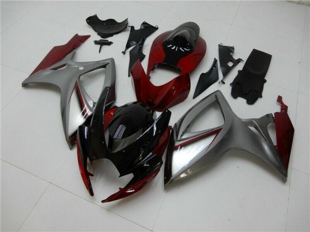 Vermelho Prata Carenagem Suzuki GSXR 600 / 750 K6 2006-2007 Vermelho Prata Carenagem Suzuki GSXR 600 / 750 K6 2006-2007