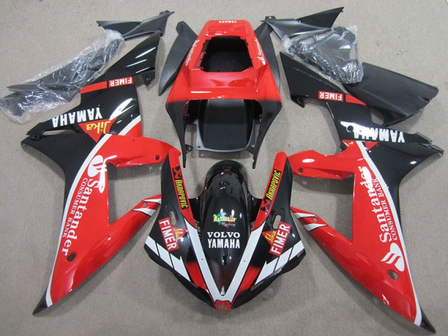 Vermelho Preto Branco Santander Carenagem Yamaha R1 2004-2006 Vermelho Preto Branco Santander Carenagem Yamaha R1 2004-2006