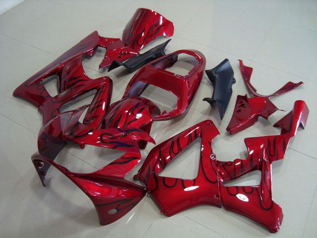 Vermelho Preto Chama Carenagem Honda CBR 900RR 929 2000-2001 Vermelho Preto Chama Carenagem Honda CBR 900RR 929 2000-2001
