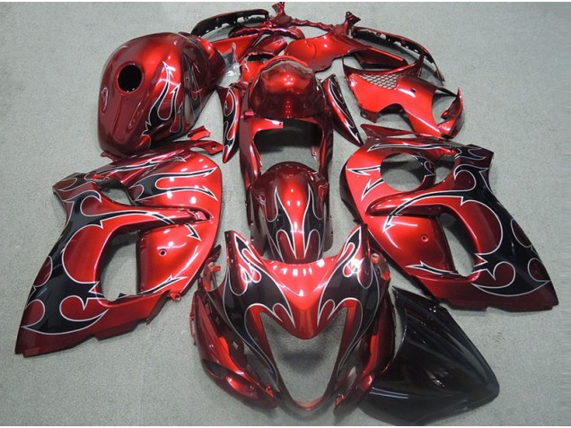 Vermelho & Preto Chama Carenagem Suzuki GSXR 1300 Hayabusa 1996-2007 Vermelho & Preto Chama Carenagem Suzuki GSXR 1300 Hayabusa 1996-2007