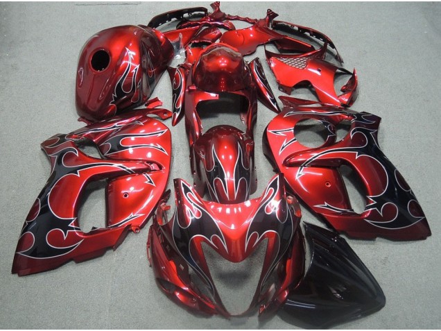 Vermelho Preto Chama Carenagem Suzuki GSXR 1300 Hayabusa 2008-2019 Vermelho Preto Chama Carenagem Suzuki GSXR 1300 Hayabusa 2008-2019
