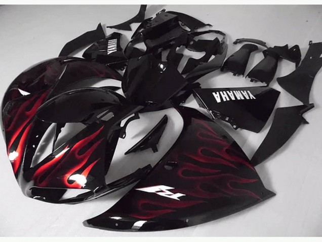 Vermelho Preto Chama Carenagem Yamaha R1 2012-2014 Vermelho Preto Chama Carenagem Yamaha R1 2012-2014