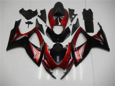 Vermelho Preto Injeção Kit Carenagem Suzuki GSXR 600 / 750 K6 2006-2007