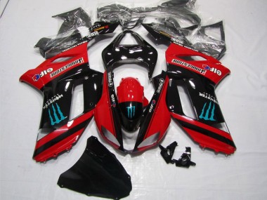 Vermelho Preto Monster Carenagem Kawasaki ZX6R 2007-2008